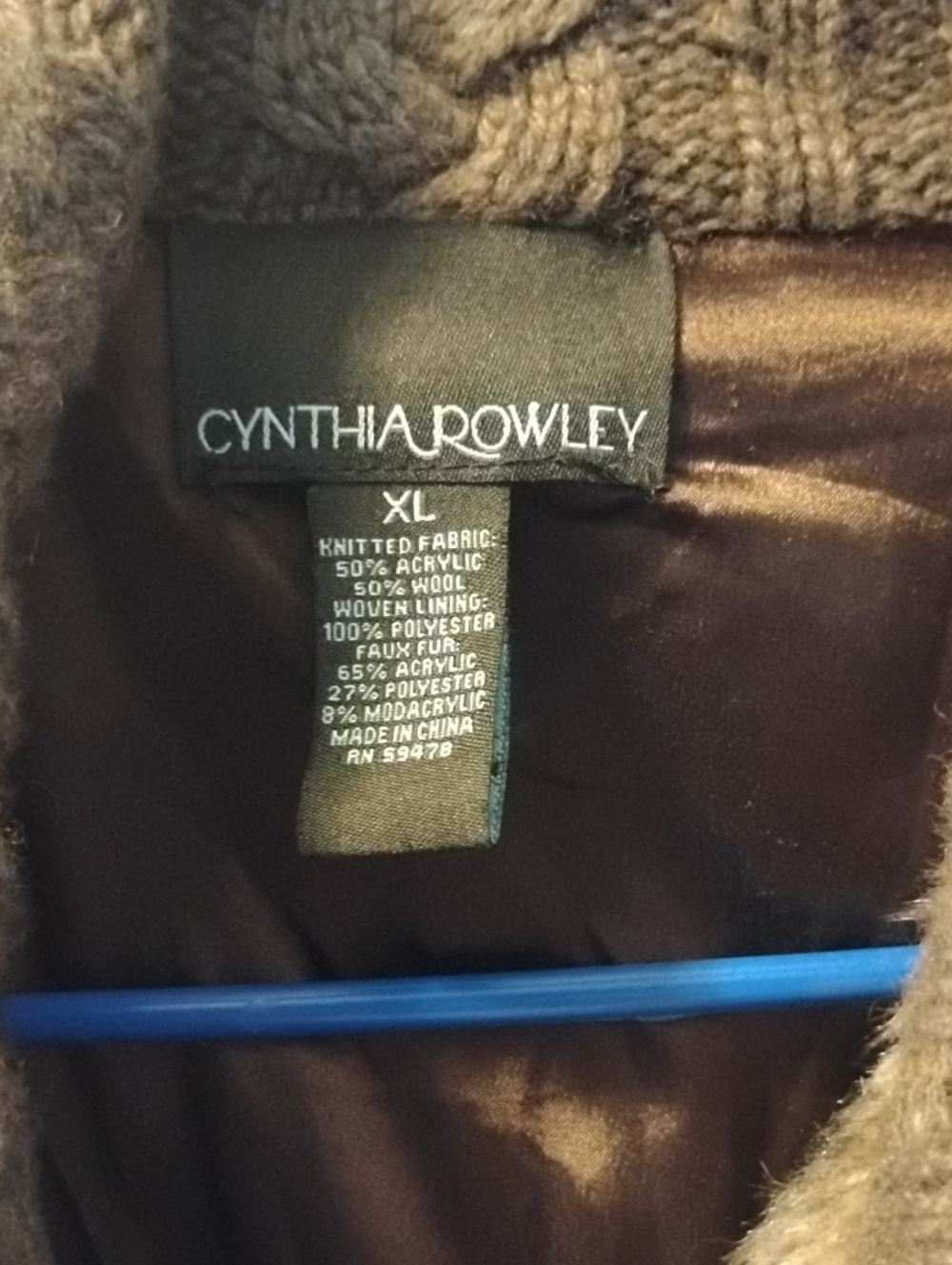 Cynthia Rowley Taupe Knit Teddy Jacket with Faux Fur Trim